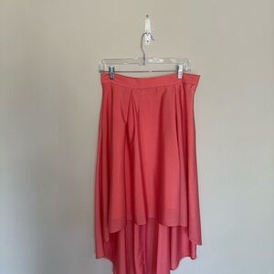 Coral Pink High-Low A-Line Midi Skirt - size 6